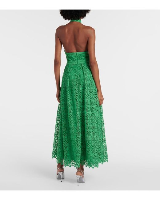 Elie Saab Green Halterneck Midi Dress