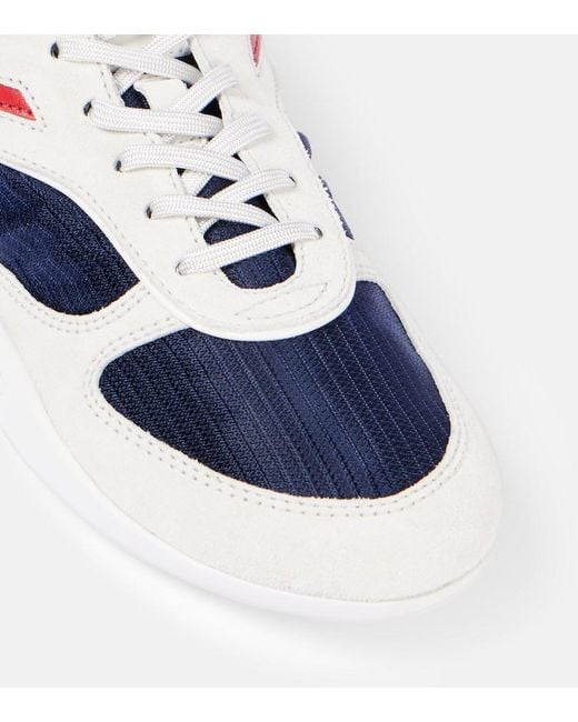Miu Miu Blue Gymnasium Leather-Trimmed Sneakers