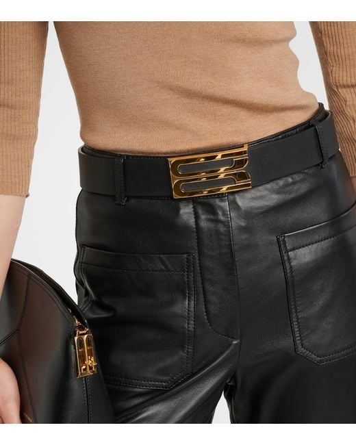 Victoria Beckham Black Jumbo Frame Leather Belt