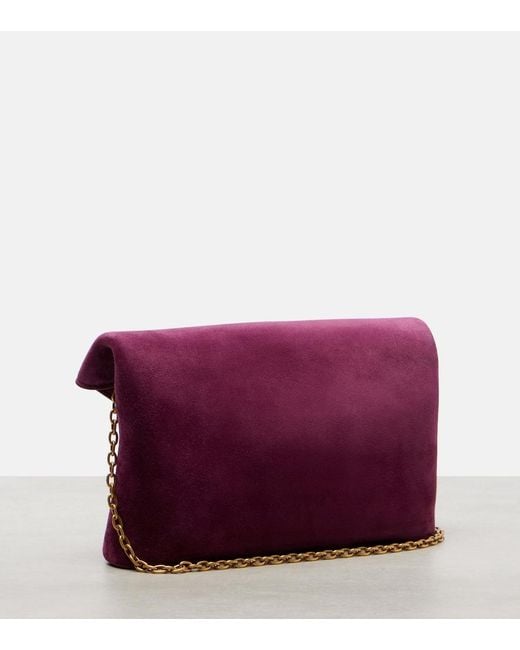 Saint Laurent Purple Cassandre Small Suede Crossbody Bag