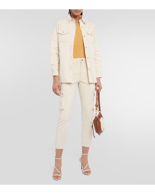 Isabel Marant Natural Evalia Tapered Cotton Cargo Pants