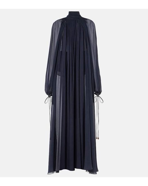 Chloé Blue Maxikleid Aus Seiden-Georgette