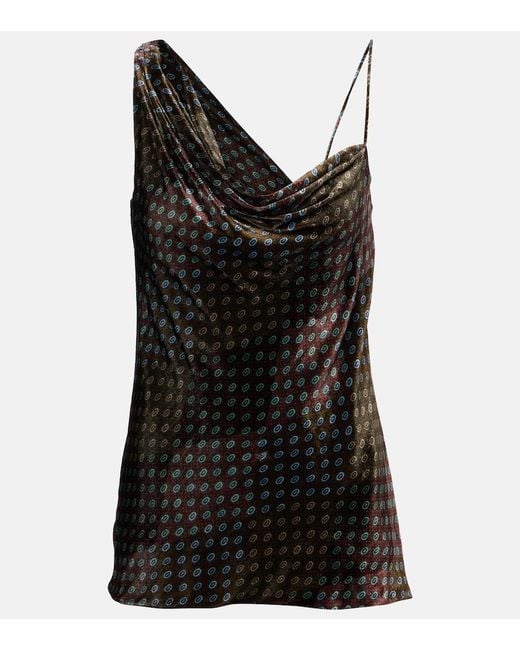 Dries Van Noten Black Draped Printed Velvet Top
