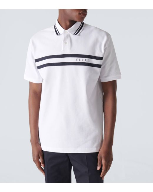 Polo En Coton Avec Imprimé Gucci pour homme en coloris White