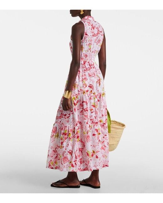Poupette Pink Nana Floral Tiered Cotton Maxi Dress