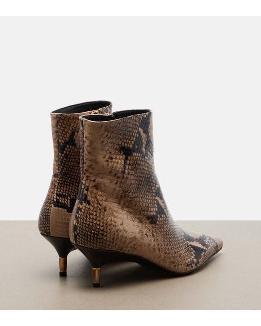 Khaite Brown Bella Snake-Effect Leather Ankle Boots