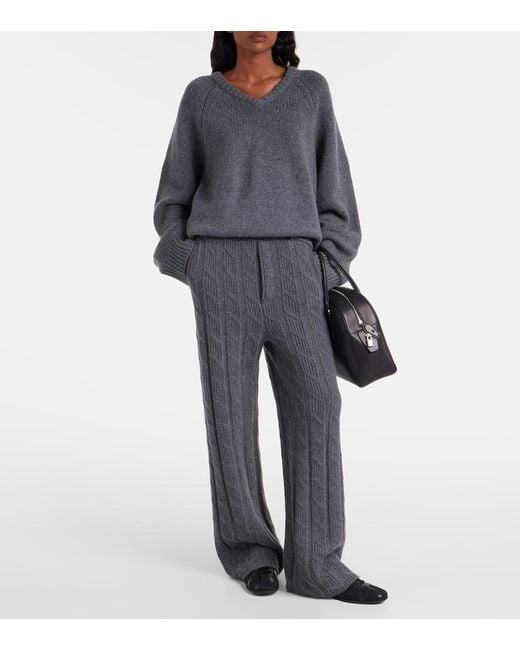 Lisa Yang Gray Oversize-Pullover Oia Aus Kaschmir