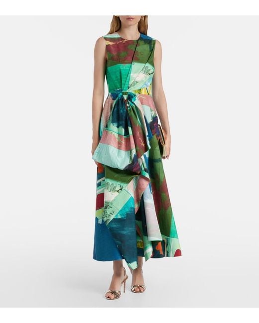 Roksanda Green Nura Bow-Detail Cotton Cocktail Dress