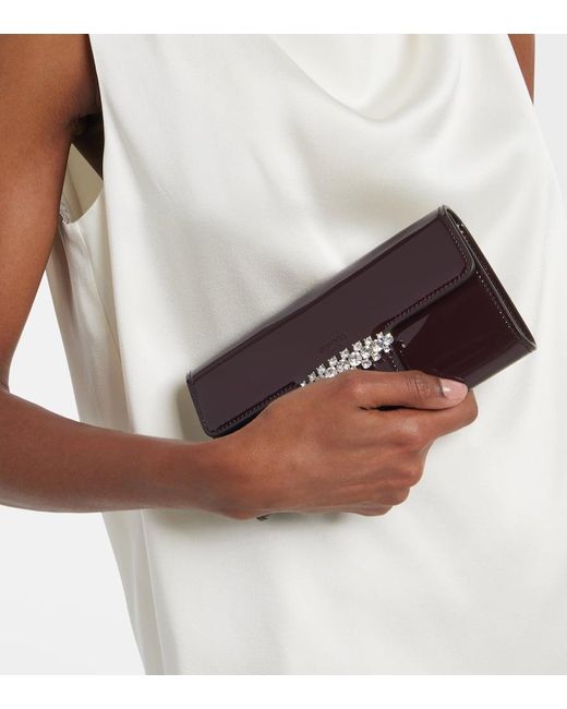 Jimmy Choo Red Bing Patent Leather Wallet On Chain