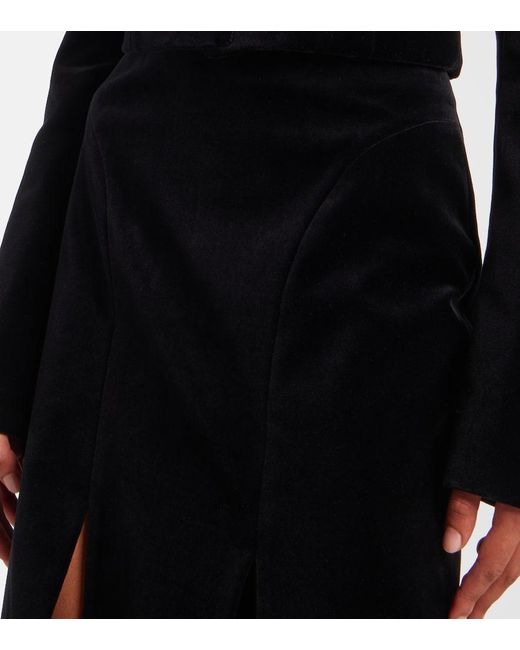 Nina Ricci Black Cotton Velvet Maxi Skirt