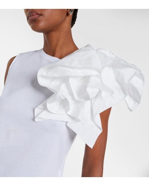 Max Mara White Elegante Taglio Cotton Jersey Top