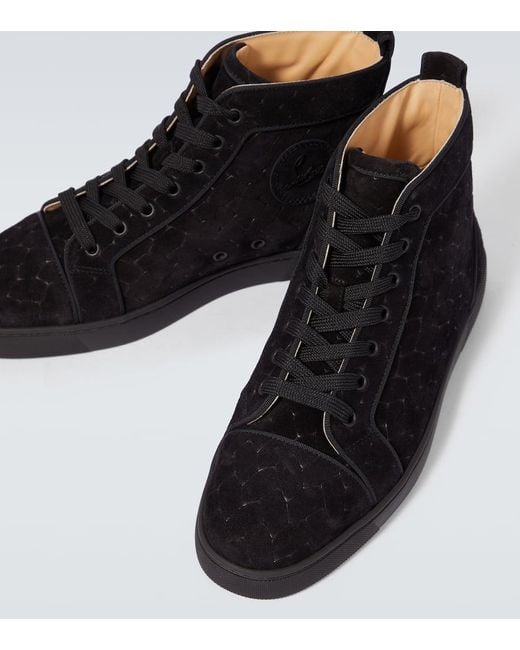 Christian Louboutin Black Louis Suede High-Top Sneakers for men
