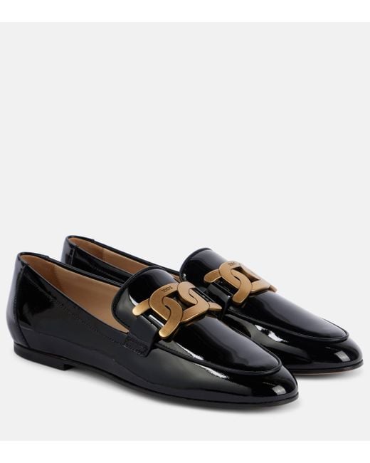 Tod's Black Kate Patent Leather Loafers