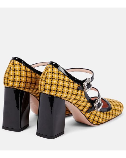 Roger Vivier Metallic Tres Vivier Babies Tweed Checked Pumps