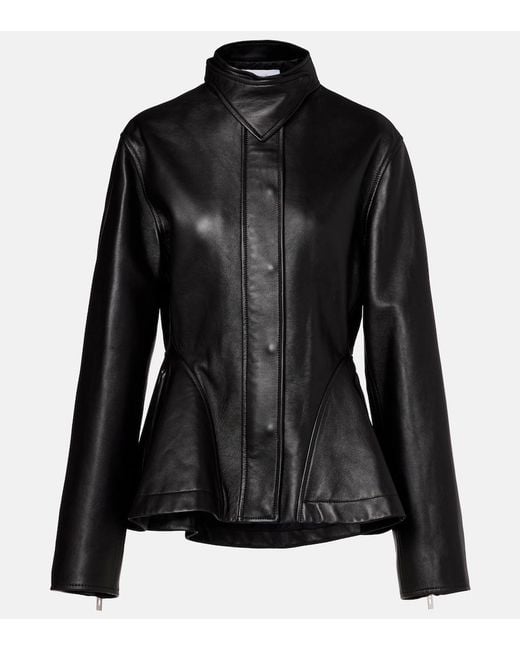 Alaïa Black Peplum Leather Jacket