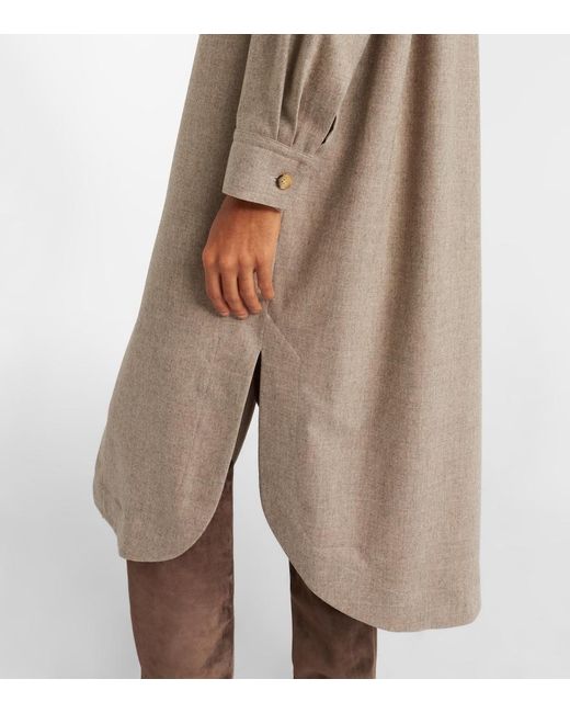 Khaite Natural Gloria Wool And Cashmere Shirt Dress