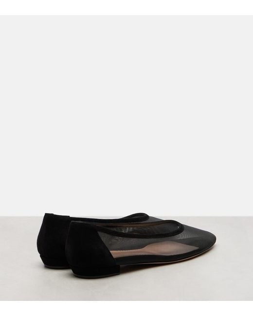 Gianvito Rossi Black Sheer Organza Ballet Flats