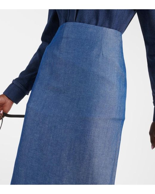 Gabriela Hearst Blue Manuela Wool And Linen Maxi Skirt