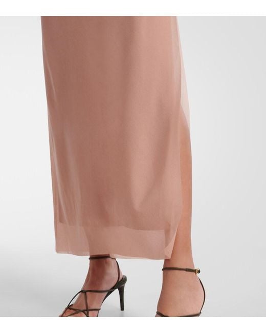 Sir Natural Ruby Draped Sheer Maxi Dress
