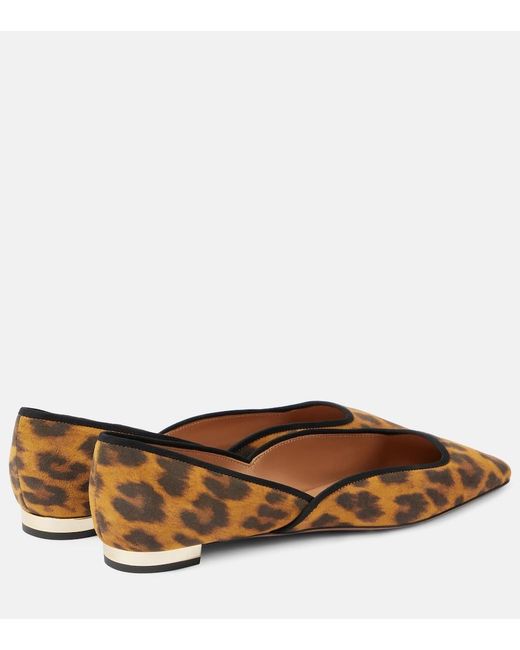 Aquazzura Brown Maia Flay Leather Ballet Flats