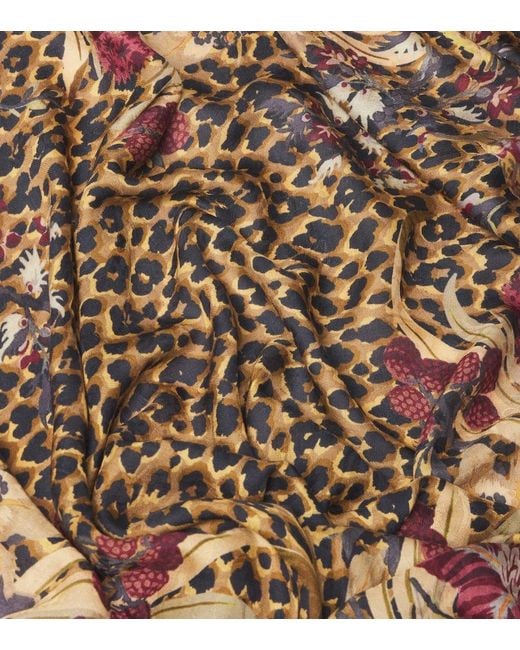 Etro Purple Printed Modal And Cashmere Scarf