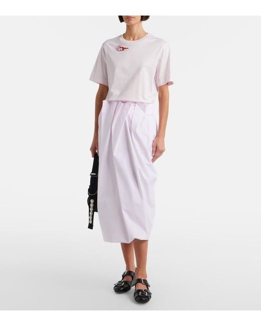 Simone Rocha White Embellished Cotton Jersey T-Shirt