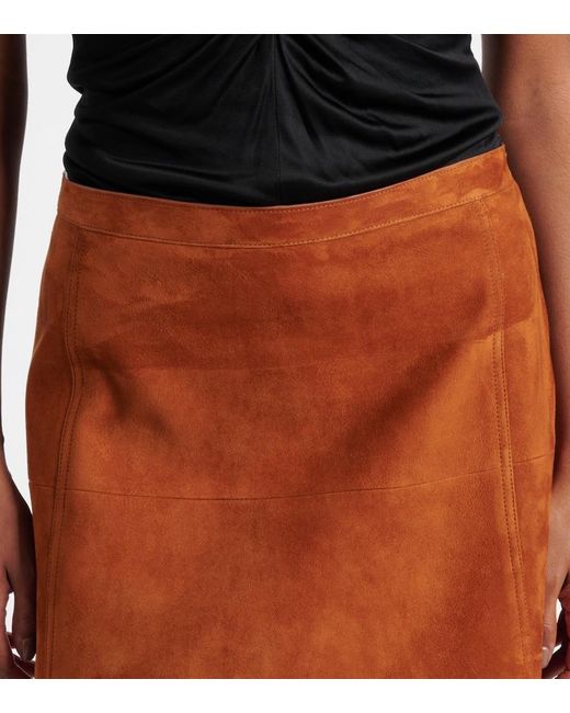 Jupe Midi En Daim Versace en coloris Brown