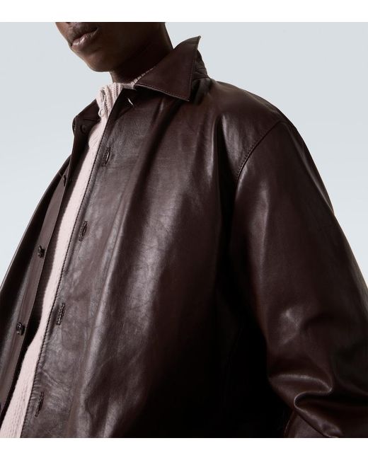 Our Legacy Brown Welding Leather Overshirt for men