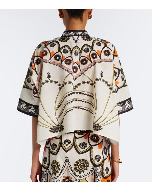 LaDoubleJ Multicolor Foulard Printed Cropped Cotton Shirt