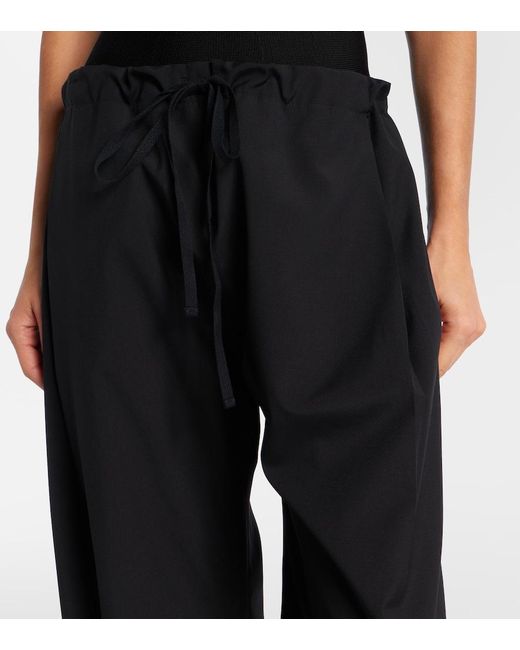 Khaite Black Rohen Virgin Wool Wide-Leg Pants