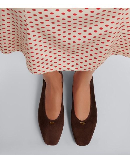 Prada Brown Suede Ballet Flats