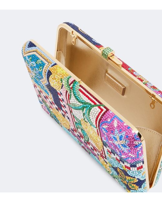 Judith Leiber Blue Slim Slide Ceramica Embellished Clutch