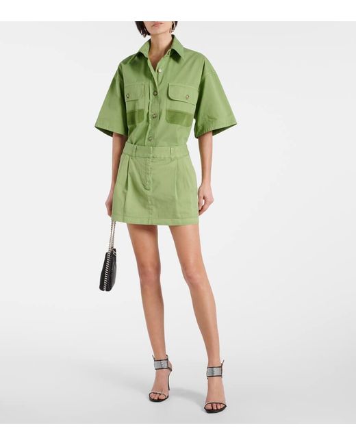Stella McCartney Green Pleated Cotton Miniskirt