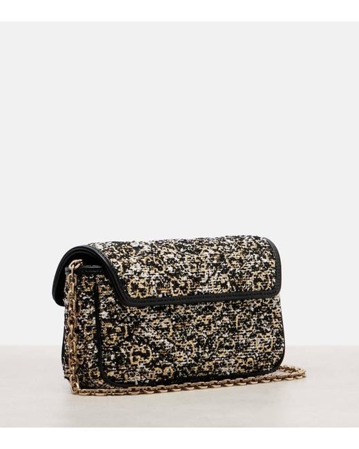 Gucci Black Gg Marmont Mini Tweed Shoulder Bag