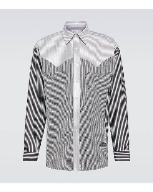 Maison Margiela Gray Striped Cotton-Blend Shirt for men