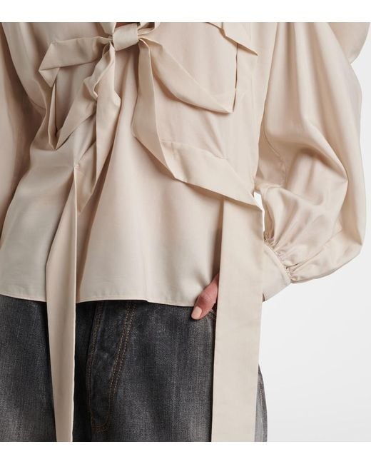 Acne Natural Bow-Detail Cutout Blouse
