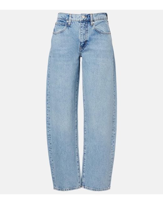 FRAME Blue Mid-Rise Barrel Jeans Low Slung