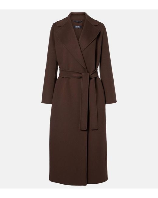 Max Mara Brown Poldo Virgin Wool Wrap Coat