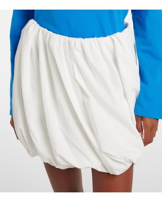 J.W. Anderson White Gathered Pinstripe Balloon Miniskirt