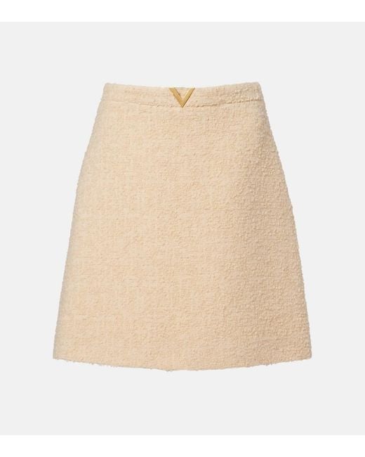 Valentino Natural Vgold Wool-Blend Tweed Miniskirt