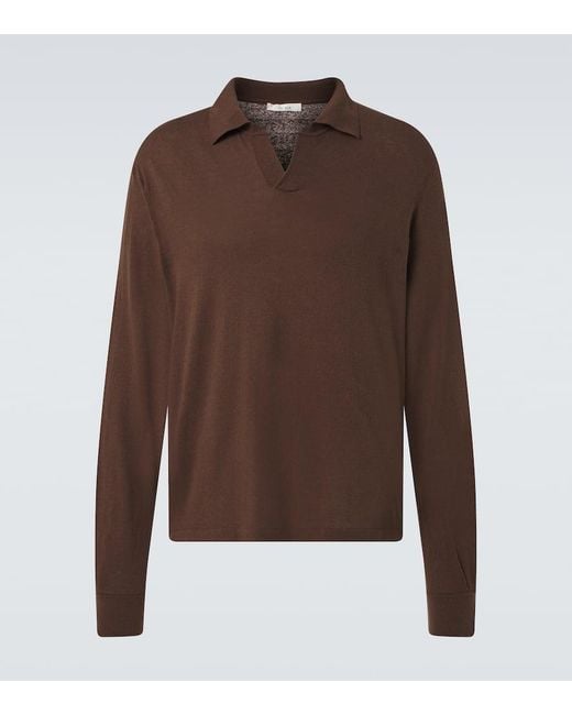 The Row Brown Stafford Silk Polo Shirt for men
