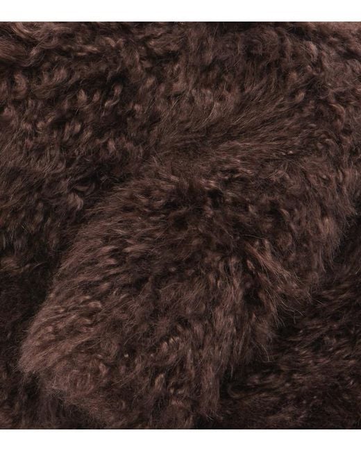 Yves Salomon Brown Shearling And Wool Scarf