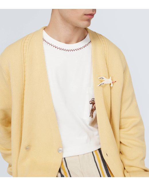 Bode Yellow Double-breasted Cotton Cardigan for men