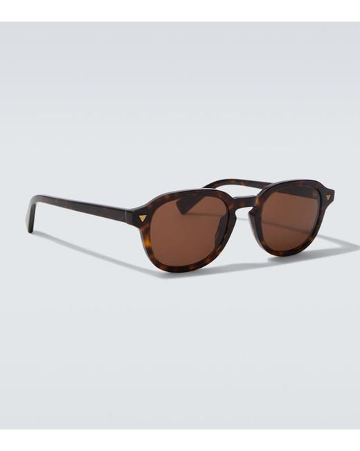 Bottega Veneta Brown Triangle Stud Round Sunglasses for men