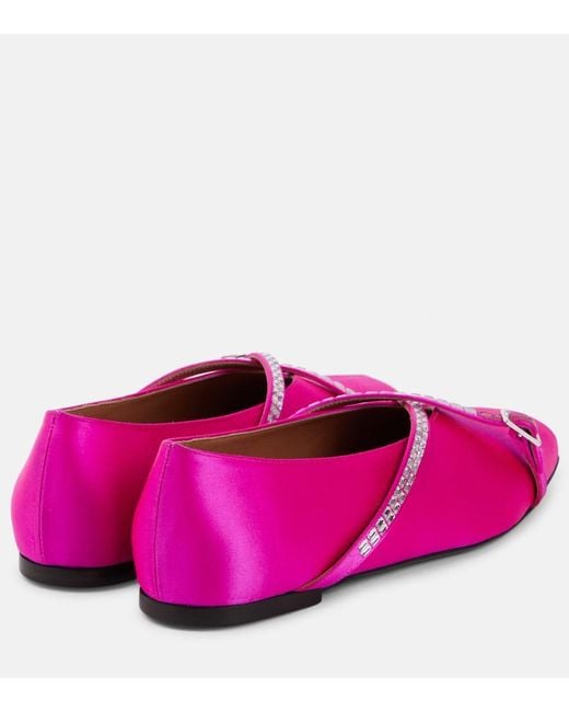 D'Accori Purple Cara Satin Ballet Flats