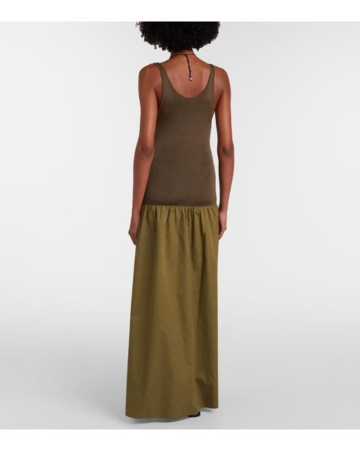 Frankie Shop Green Ilya Cotton-Trimmed Maxi Dress