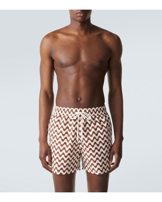 Frescobol Carioca Brown Rio Printed Swim Trunks for men