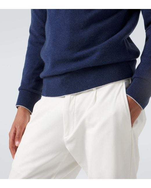 Eleventy Blue Cashmere Half-Zip Sweater for men