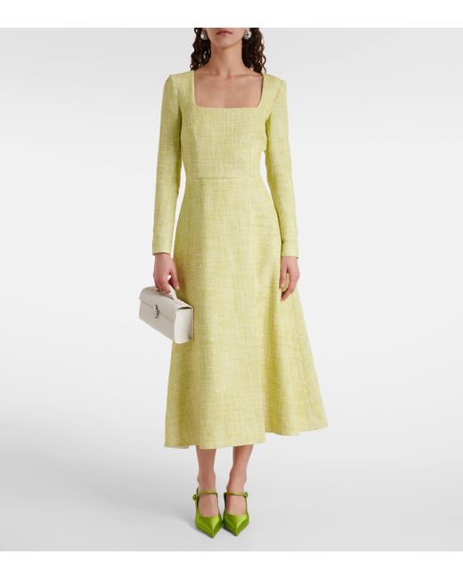Emilia Wickstead Yellow Fara Cotton-blend Tweed Midi Dress