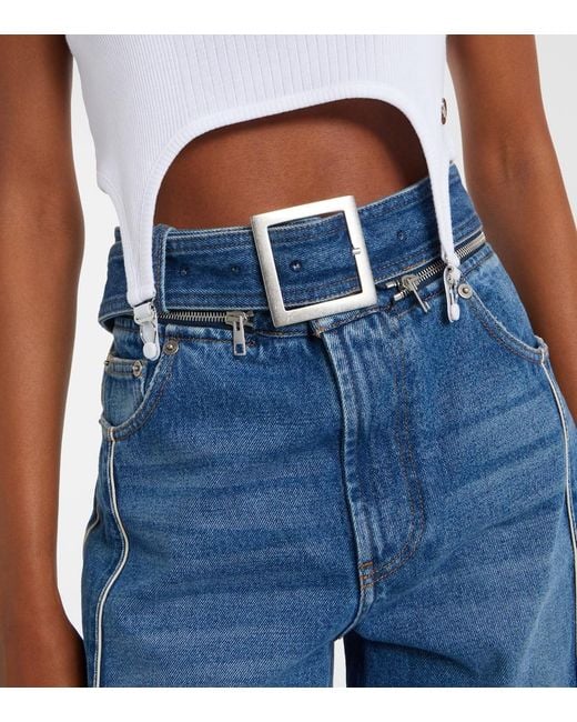 Jean Paul Gaultier White Ribbed-Knit Cotton Jersey Bra Top